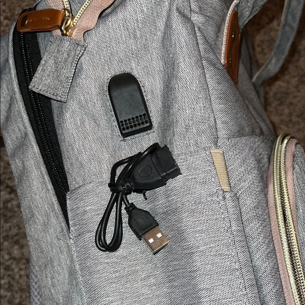 Diaper bag. Backpack. Gray Gender Neutral.